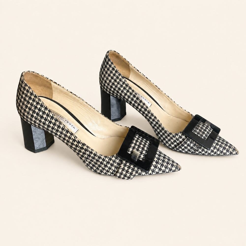 Roberto Festa Vintage Suede Houndstooth Octagon Heel Point Toe Buckle 36 1/2 (6)